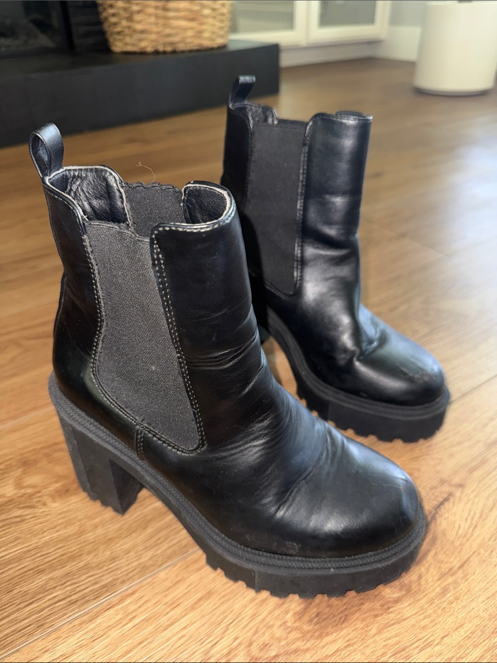 Madden Girl Black Platform Chelsea Block Heel Boots